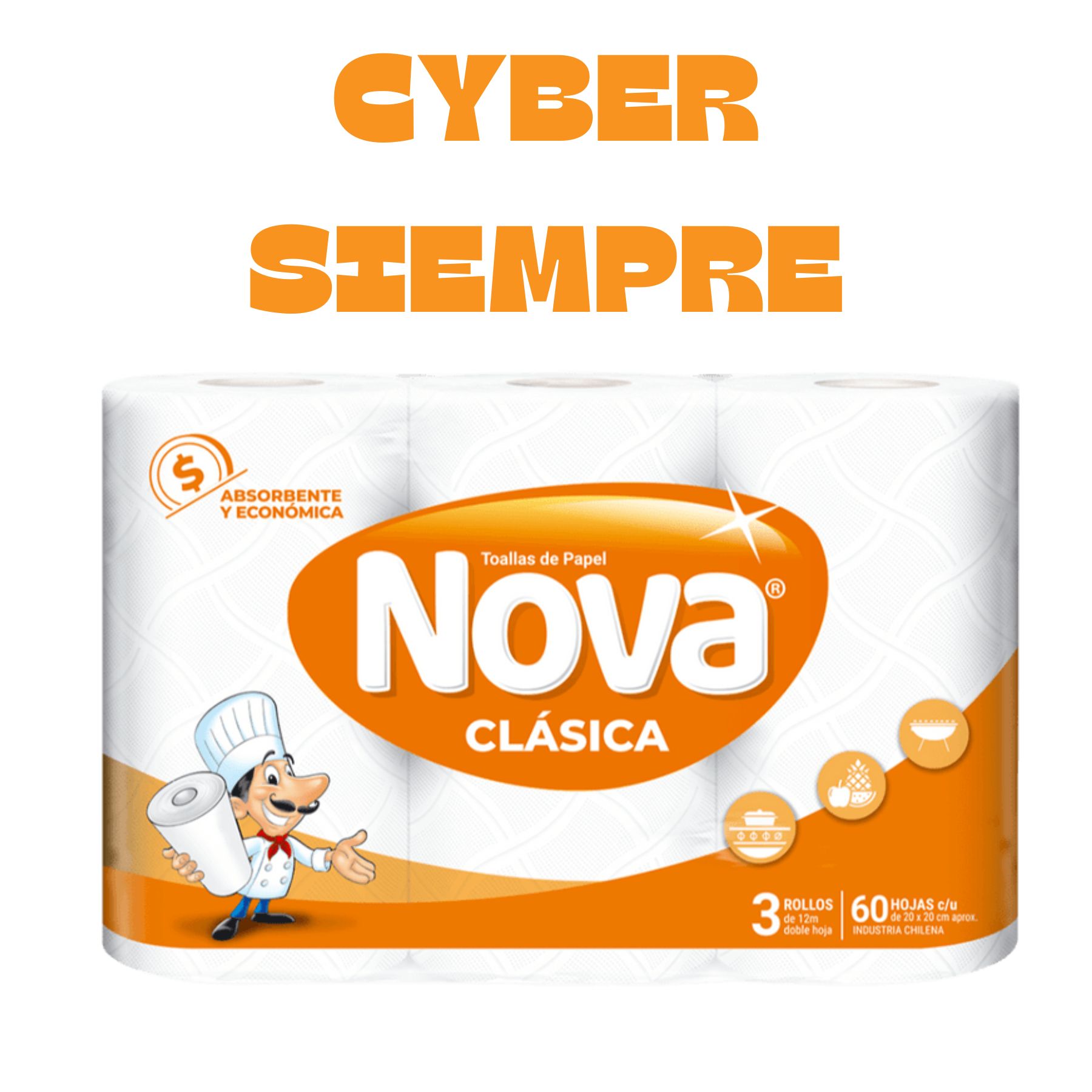 Carga Masiva (62) Toalla Nova Clásica Doble Hoja 3 rollos de 12.5 metros - Imagen 1