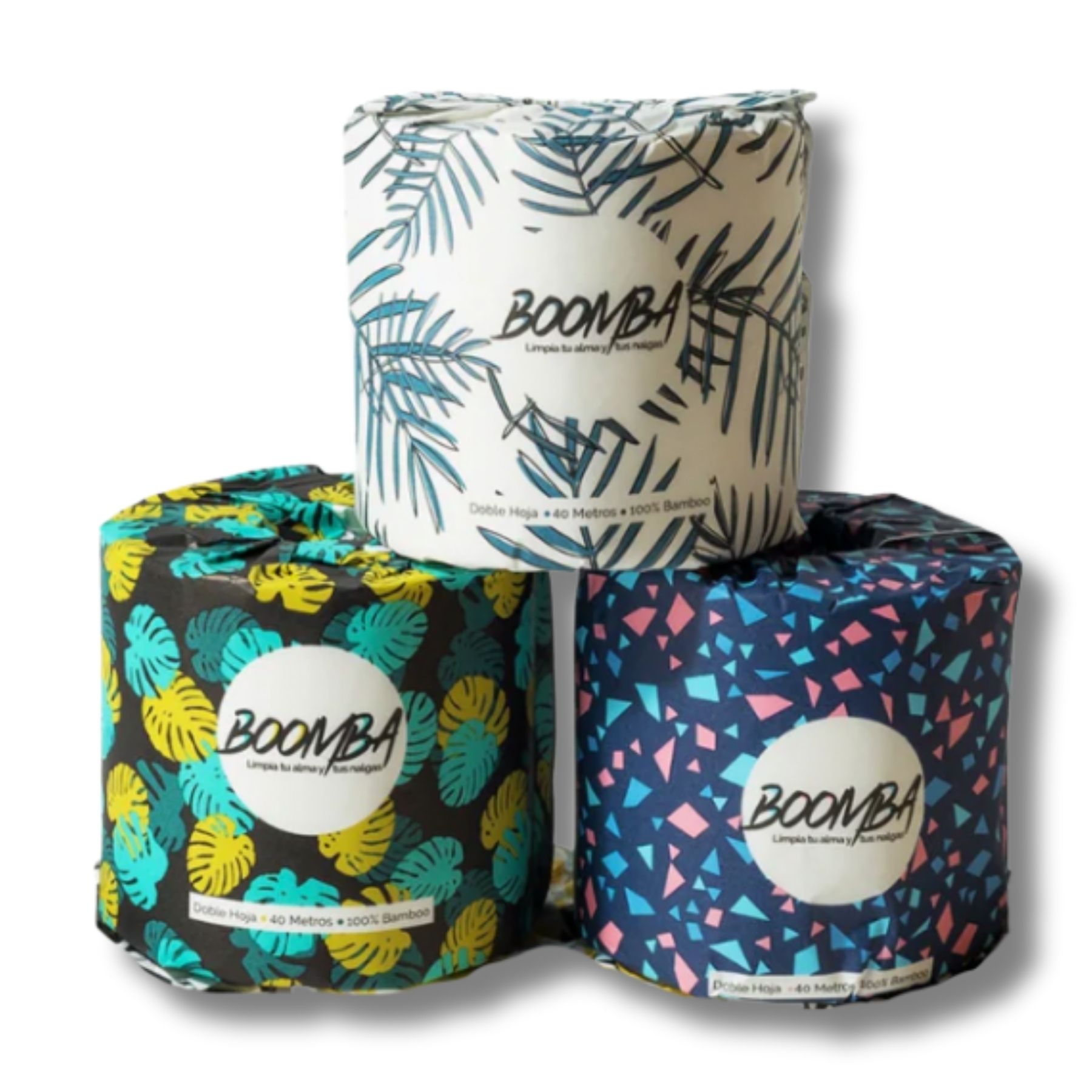 GF-EB-101 3 Rollos Papel Higiénico BOOMBA Eco Bambú Doble Hoja 40 m, 3 Un - Imagen 1
