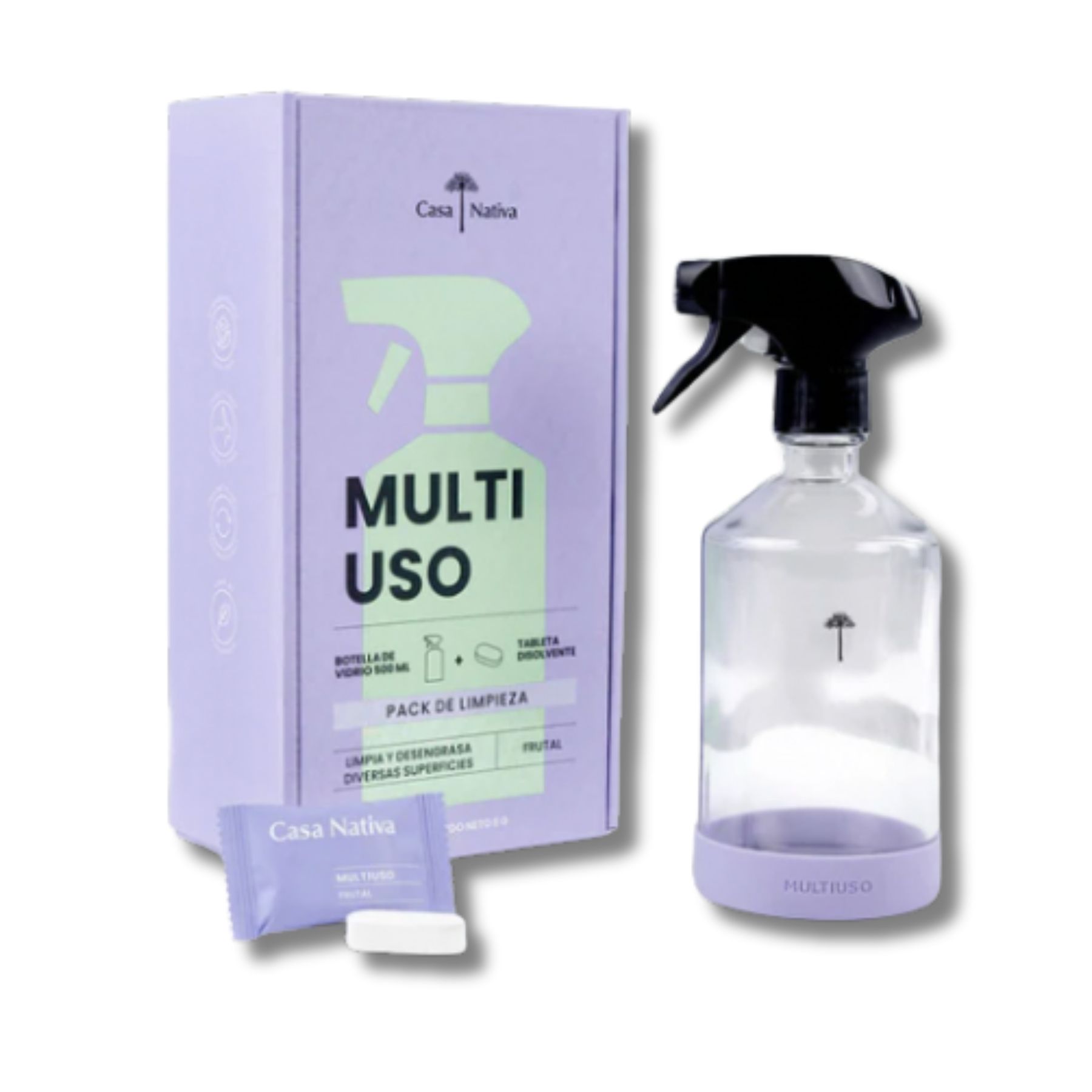 GF-EB-120 Kit Inicial Multiuso Aroma Frutal Casa Nativa, incluye Botella De Vidrio en Formato 500ml + Tableta Disolvente Ultraconcentrada - Imagen 1
