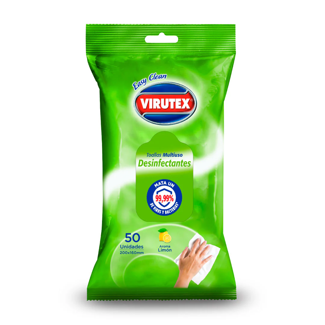 ToallaDesinfectanteEasyCleanVirutex50un Toallas Desinfectante Limón 50u Virutex - Imagen 1