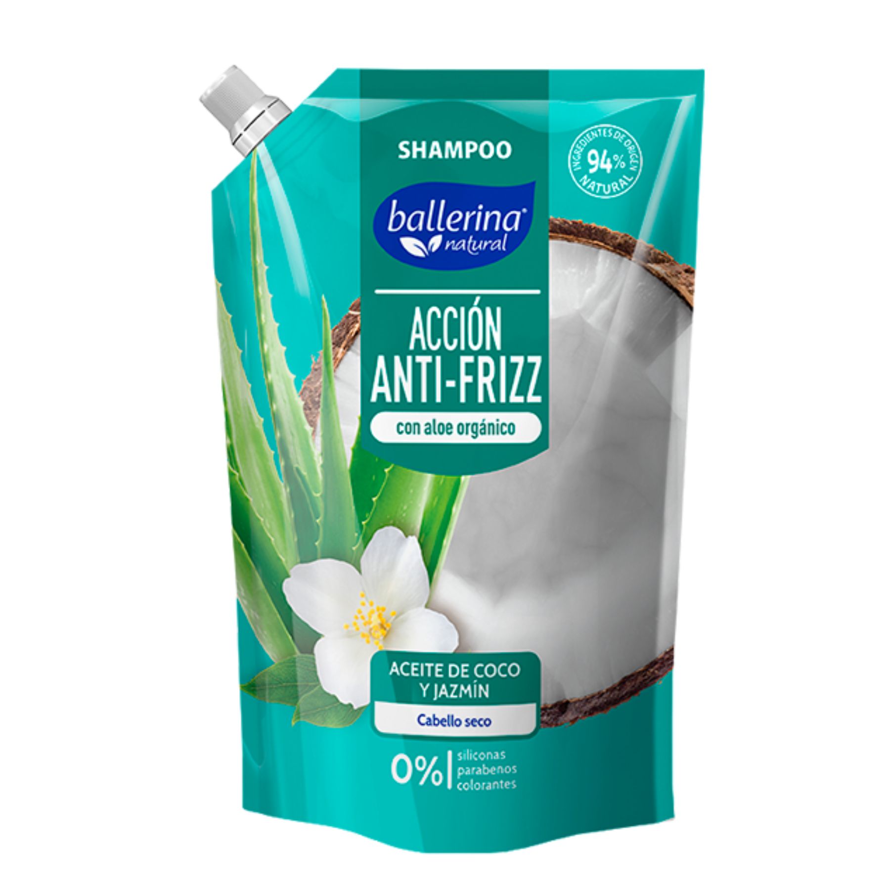 Carga Masiva (54) Ballerina Shampoo Aceite de Coco y Jazmín con Aloe Orgánico Doy Pack 750ML - Imagen 1