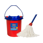 Set Balde con Estrujador 14 Lts  + Mopa Redonda Algodón Grande Virutex
