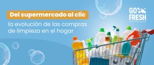 Carrito de compras lleno de productos de limpieza para el hogar en Chile