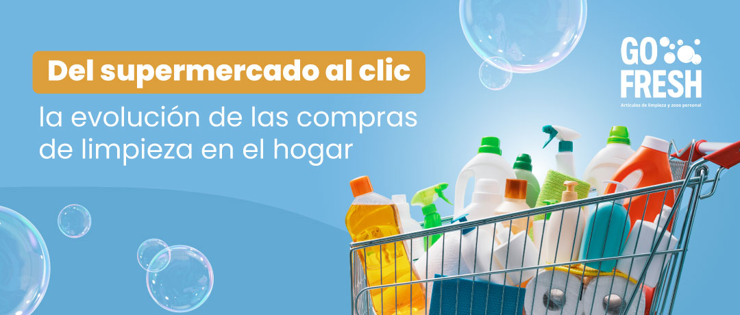 Carrito de compras lleno de productos de limpieza para el hogar en Chile